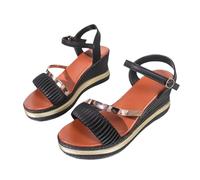 Damen Sandalen Klassische Slope Mit Allen Hochhackige Bequeme Schwarz Sommer Outdoorsandale Outdoor Bequem Weich Schuhe Elegant Sandals Women 43 Orthopädisch Sport Slingback Orthopädische Schwarz 36