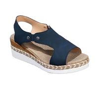 Damen Sandalen Mit Absatz Blau Casual Side Hollow Stretch Flache Rom Schuhe Sommer Sandalen Damen Schuhe 41 H Weite