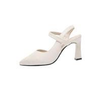 Damen Sandalen mit Absatz Elegant Blockabsatz Sandaletten Spitze Zehe Sandalette Chunky Heel Sandale Frauen Sommer Faux Leder mit Knöchelriemen Plattform Geschlossene Zehe Schuhe Pumps Sandals