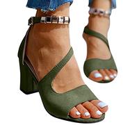 Damen Sandalen mit Absatz Elegant Keilabsatz Sandalen Frauen Sommer Stiletto Absatz Sandaletten Freizeit Sommerschuhe Fischmaul Gefrostete High Heels Sandals Römersandalen mit Reißverschluss