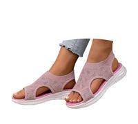 damen sandalen, Orthopädische Sandalen Damen Breite Füße Sommerschuhe Hallux Valgus Slingback Slide Strick Offene Schuhe mit Weichem Fußbett Wassersandalen Plateau Bequem Trekkingsandalen, Rosa, 38