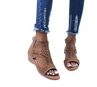 Damen Sandalen Plattform Pumps Retro Plateau Schuhe Sandaletten Mit Absatz Keilabsatz Strand Frauen Vintage Sommer Riemchen Flache Bequem Blockabsatz Elegant Transparente sexy mit hohen Absätzen K964
