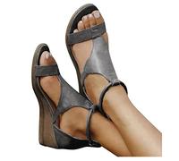 Damen Sandalen Plattform Pumps Retro Plateau Schuhe Sandaletten Mit Absatz Keilabsatz Strand Frauen Vintage Sommer Riemchen Flache Bequem Blockabsatz Elegant Transparente sexy mit hohen Absätzen J234