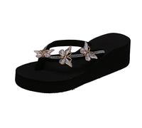 Damen Sandalen Schwarz Plateau Leicht Sexy Retro Plateau Schuhe rutschfest Böhmen Plattform Sommerschuhe Vintage Ledersandalen Sportsandale Sandalen Damen Sommer Pantoletten Schuhe