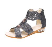 Damen Sandalen Schwarz Plattform Retro Böhmen Vintage Plateau Schuhe Atmungsaktive Sexy Plateau Strand Sandale Bequem Sportsandale Strandsandalen Damen Sandalen Bequem Freizeit Ledersandalen