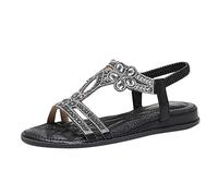 Damen Sandalen Schwarz Strass sandalen Damen Hoch Mit Absatz Sandaletten Flach Strandsandalen Elegant Abendschuhe Sommer Sommerschuhe Hochzeit Pantoletten/Riemchensandalen/Keilsandalen