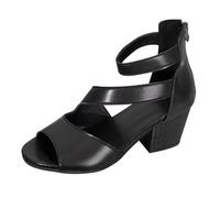 Damen Sandalen Sommer Sandalette Mit Römischen Weibliche Europa Und Die Uns Frauen Schuhe Stiletto High Heels Sandaletten Riemchensandalen Absatz Elegante Für Hochzeit Damen-Sandalen Elegant Schwarz