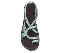 Damen Sandalen Strand Geflochtene Knoten Wohnung Klipp Zehe Sandelholze Large Size Mode Slippers,1,42 EU