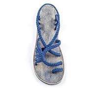 Damen Sandalen Strand Geflochtene Knoten Wohnung Klipp Zehe Sandelholze Large Size Mode Slippers,3,39 EU