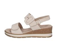 CAPRICE Damen Sandalen mit Absatz aus Leder mit Fußbett, Beige (Snow Nubuc), 41 EU