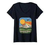 Damen Sandia Peak New Mexico Mountain Art Albuquerque Wandern T-Shirt mit V-Ausschnitt