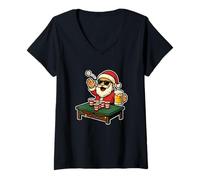 Damen Santa spielt Beer Pong T-Shirt mit V-Ausschnitt
