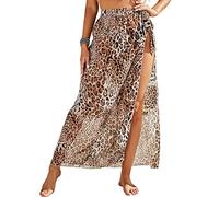 Damen Sarong Pareo für Strandurlaub, Lange Strandkleid Sommer Bikini Cover Up Chiffon Badeanzug Wickelrock Strand Rock Frauen Mädchen Side Strappy Sarong Strandrock Strand Wear Cover