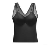 Damen Satin Camisole Nahtlos Spitze Einheitsgröße(Black L) | Nahtloser Schnitt, zarte Spitze, glatter Satin-Stoff, bequeme Passform, für jede Jahreszeit