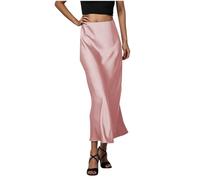 Damen Satin Rock Eleganter Maxirock Langer Röcke Hohe Taille A-Linie Satinrock Modische Damenrock Sommerrock Seidigrock Maxi Skirt Freizeitrock Businessrock Skirts for Women