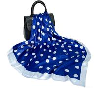 Damen Satin Tuch 90x90 cm Retro Polka Dot Design Leichter Sommer Schal für vielseitig Als Kopftuch Halstuch Oder Stola Grün Damen Seidentuch Quadratisch (D9473-Blue)