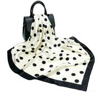 Damen Satin Tuch 90x90 cm Retro Polka Dot Design Leichter Sommer Schal für vielseitig Als Kopftuch Halstuch Oder Stola Grün Damen Seidentuch Quadratisch (D9473-White)