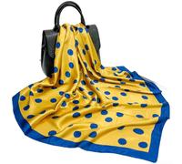 Damen Satin Tuch 90x90 cm Retro Polka Dot Design Leichter Sommer Schal für vielseitig Als Kopftuch Halstuch Oder Stola Grün Damen Seidentuch Quadratisch (D9473-Yellow)