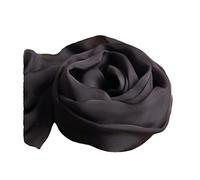 Damen-Schal aus natürlicher Seide, schwarz, 100 % echte Seide, dünner Chiffon-Seidenschal für Damen, einfarbig, Schwarz , 200-135cm