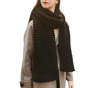 Damen-Schal, groß, schwarze Wolle, großer Winterschal, Pashmina-Stola, leicht, weich, warm, Schal, eleganter Kaschmir (schwarz, Einheitsgröße)