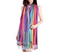 Damen Schal Marokko Regenbogen-Farben Pashmina - Viskose/Polyester - XXL bunt/mehrfärbig Halstuch Schal