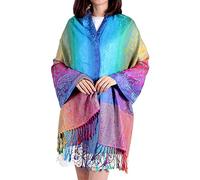 Damen Schal Marokko Regenbogen-Farben Pashmina - Viskose/Polyester - XXL bunt/mehrfärbig Halstuch Schal