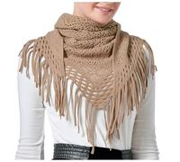 Damen Schal Strick Dreieck Langer Halstuch Kaschmir Halstücher Herbstschal Winterschal Halstücher Fransen Schal Stola Elegant Wickelschal Soft Dreieckschal Weich Warm Dreieckstuch (Khaki, One Size)