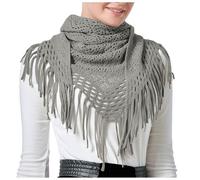 Damen Schal Strick Dreieck Langer Halstuch Kaschmir Halstücher Herbstschal Winterschal Halstücher Fransen Schal Stola Elegant Wickelschal Soft Dreieckschal Weich Warm (Light Gray, One Size)