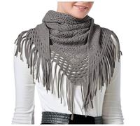 Damen Schal Strick Dreieck Langer Halstuch Kaschmir Halstücher Herbstschal Winterschal Halstücher Fransen Schal Stola Elegant Wickelschal Soft Dreieckschal Weich Warm Dreieckstuch (Grey, One Size)