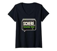 Damen Schere, falscher Chat - Humor über Chat-Verwechslungen T-Shirt mit V-Ausschnitt