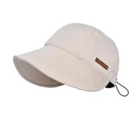 Damen Schirmmütze mit breiter Krempe, Baumwolle, Kordelzug, Sommer, lässig, Sonnenschutz, Outdoor-Sonnenhut, beige, Einheitsgröße