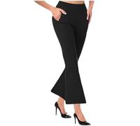 Damen Schlaghose 7/8|Länge | Leichter Sommerstoff mit Dehnungsfugen Hosen Baggy Jeans schwarz Lässig Latzhose Damen Jeans Baggy Freizeit Arbeitshosen Bermuda Flare Hose Loose Fit