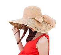 Damen Schlapphut mit großer Krempe Beach Wide Cap Brim Straw Sun Brim Hats Floppy Colorful Women Hat Bow Big Baseball Caps Summer Beach Outdoor-Hut