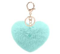 Damen-Schlüsselanhänger mit Puffball-Motiv, Kunstfell, Bommel - Grün - Small