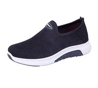 Damen-Schlupfschuhe, orthopädische Diabetiker-Freizeitschuhe, athletische Laufschuhe, Netzstoff, atmungsaktiv, Tennis-Sneaker, bequem, freihändig, Joggingschuhe, leichte Turnschuhe, Schwarz , 38.5 EU