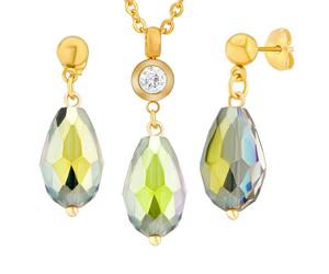 Damen Schmuck-Set mit geschliffenen Perlen Edelstahl vergoldet