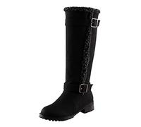 Damen Schneestiefel Gefüttert Wasserdicht Wadenhöhe Stoff-Schaft Weit Schaft Elegant Flach Outdoor rutschfest Winter Snowboots Winterschuhe Winterstiefel Ankle Boots Halbhoch Damenstiefel a442