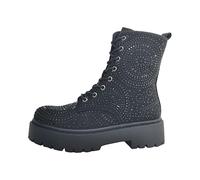 Damen Schnürboots von La Strada in Schwarz mit funkelnden Strasssteinen in einem Muster. schwarz Gr. 39