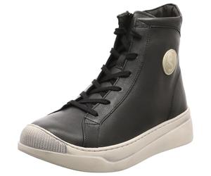 Damen Schnürboots von Softinos in Schwarz aus Echtleder mit Reißverschluss und Wechselfußbett. schwarz Gr. 39
