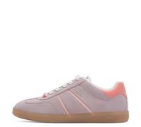Plateausneaker TAMARIS, Damen, Gr. 36, lila, rose, Lederimitat, Veloursleder, unifarben mit Farbeinsatz, Schuhe Plateausneaker, Freizeitschuh, Halbschuh, Schnürschuh mit gepolstertem Schaftrand (79265