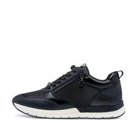 Keilsneaker TAMARIS, Damen, Gr. 41, blau (navy), Textil, Lederimitat, unifarben, sportlich, Schuhe, Freizeitschuh, Halbschuh, Logoaufnäher an der Schuhzunge (58962421-41) navy