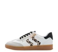 Plateausneaker MARCO TOZZI, Damen, Gr. 41, weiß, leo, Lederimitat, Textil, Veloursleder, kontrastfarbene Details, Schuhe Plateausneaker, Freizeitschuh, Halbschuh, Schnürschuh mit Kontrastbesatz (79474