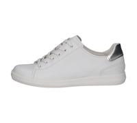 CAPRICE Damen Sneaker flach aus Leder Low Top, Weiß (White/Silver), 40 EU