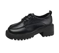 Damen Schnürhalbschuhe Loafer Bequeme Slippers Business-Schuhe mit Dicker Sohle für Blockabsatz Damen Klassische Oxford Schnürhalbschuhe Komfortabel Businessschuhe für Frauen