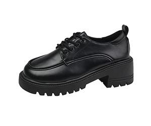 Damen Schnürhalbschuhe Loafer Bequeme Slippers Business-Schuhe mit Dicker Sohle für Blockabsatz Damen Klassische Oxford Schnürhalbschuhe Komfortabel Businessschuhe für Frauen