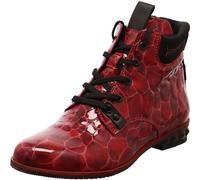 Damen Schnürstiefelette von Simen aus Lack Echtleder in Rot Kroko Design, mit Schnürung. rot Gr. 39