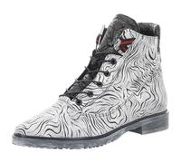 Damen Schnürstiefelette von Simen, im Animal Zebra Print aus Echtleder mit Blockabsatz. grau Gr. 38