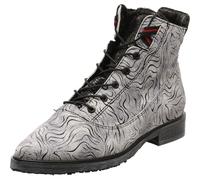 Damen Schnürstiefelette von Simen, im Animal Zebra Print aus Echtleder mit Blockabsatz. grau Gr. 39