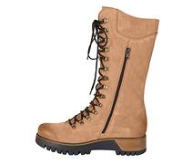 Damen Schnürstiefeletten Frauen Schnürstiefeletten Stiefel Schuhe Damen Vintage Lace Up Runde Zehe Warmhalten Mittlerer Cowboy (41,Khaki)
