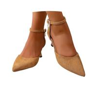 Damen Schuhe Elegant Stiletto Heels Spitze Pumps Mit Knöchelriemen Wildleder Lässige Bequeme Alltagsschuhe Damen Pumps Braun Modische Slingpumps Elegant 2026